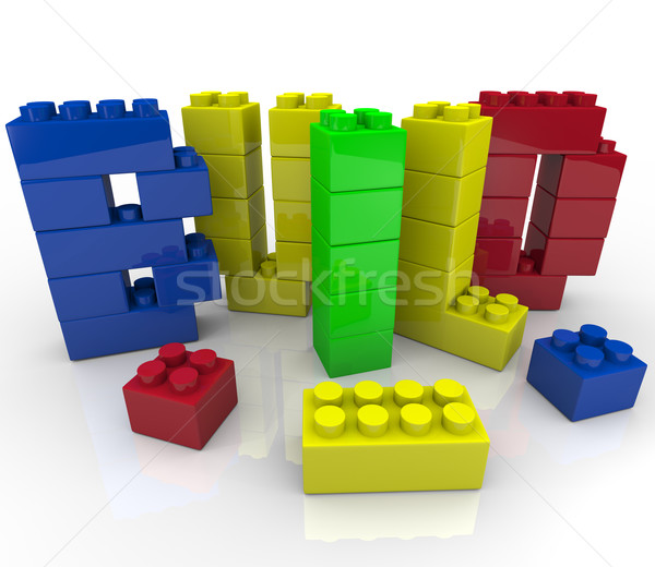 Inşa etmek kelime oyuncak yapı blokları yukarı Bina Stok fotoğraf © iqoncept