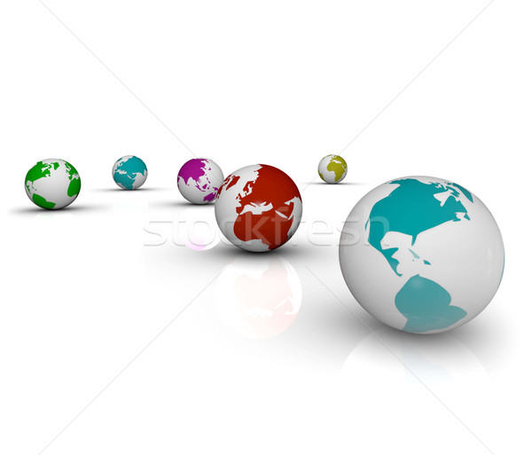 Colorful Earths on White Background Stock photo © iqoncept