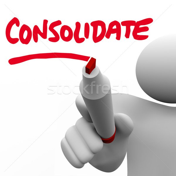 Consolidate Writing Word Combine Groups Stronger Company Consoli Stock photo © iqoncept