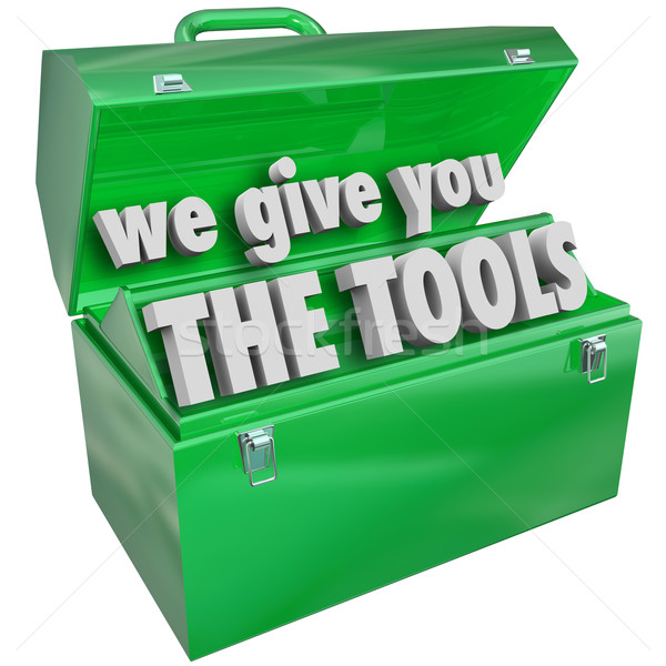 Geben Werkzeuge Werkzeugkasten wertvolle Fähigkeiten Service Stock foto © iqoncept