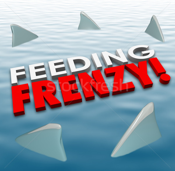Stock photo: Feeding Frenzy Shark Fins Water Hungry Competition Opponents