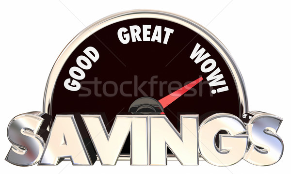 Savings Speedometer 3d Words Money Saved Best Prices Offers Stock photo © iqoncept