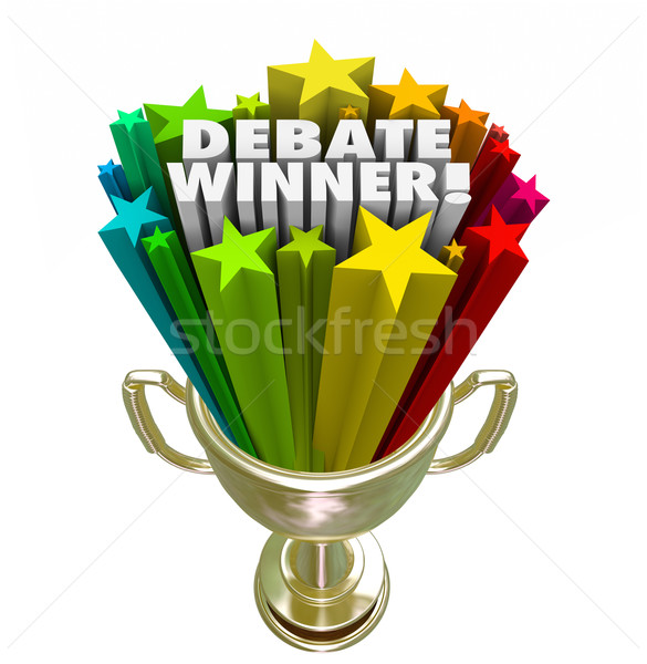 Debate Winner Gold Trophy Prize Best Argument Skill Stock photo © iqoncept