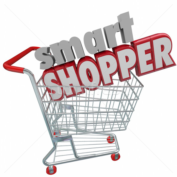 Smart Shopper Red 3d Words Shopping Cart Comparison Sale Buyer Stock photo © iqoncept