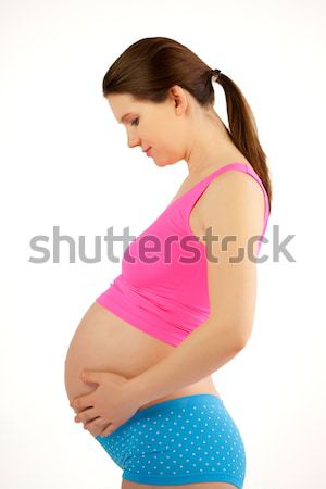 Femme enceinte ventre rose bleu enceintes [[stock_photo]] © iriana88w