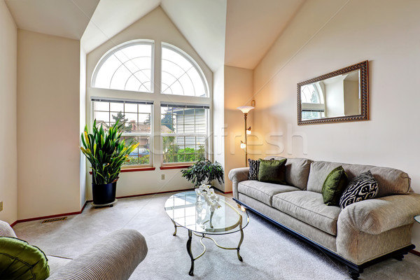 Luxury family room in soft creamy tones with hight ceiling and a Stock photo © iriana88w