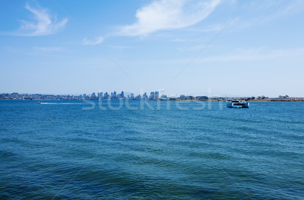 Foto stock: San · Diego · linha · do · horizonte · beira-mar · oceano · céu · edifício