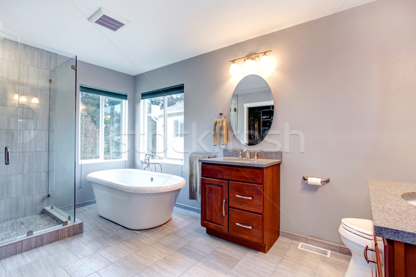 Belle gris nouvelle modernes salle de bain intérieur Photo stock © iriana88w
