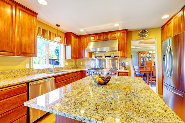 Shiny luxury kitchen room with island Stock photo © iriana88w
