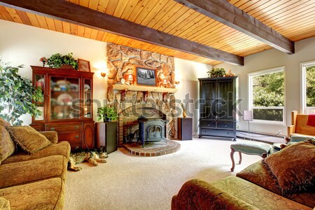 Beautiful Amecian old house entrance with wood staircase. Stock photo © iriana88w