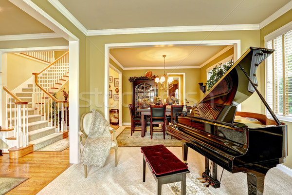 Luksusowe rodziny pokój fortepian skrzydłowy wnętrza Zdjęcia stock © iriana88w