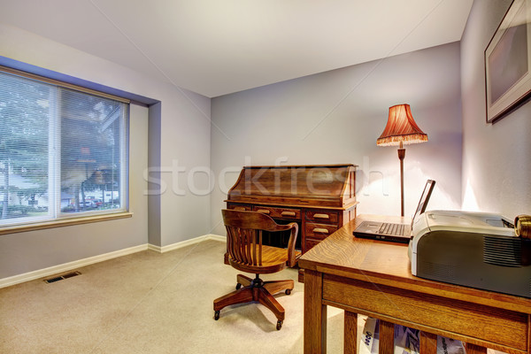 商業照片: 在家辦公 · 藍色 · 牆壁 · 木 · 簡單 · 小