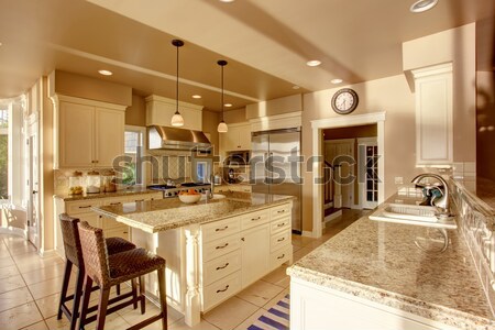 White luxury kitchen with stone, tiles large stove. Stock photo © iriana88w