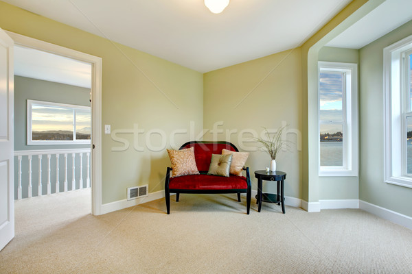 Stock photo: Classic green and elegant new bedroom with bench