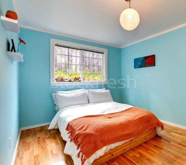 Yatak odası açık mavi renk ahşap Stok fotoğraf © iriana88w