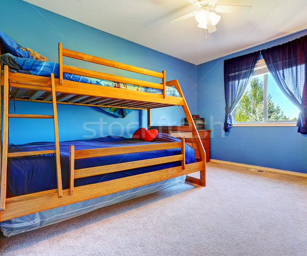 Bright blue bedroom with bulk bed Stock photo © iriana88w