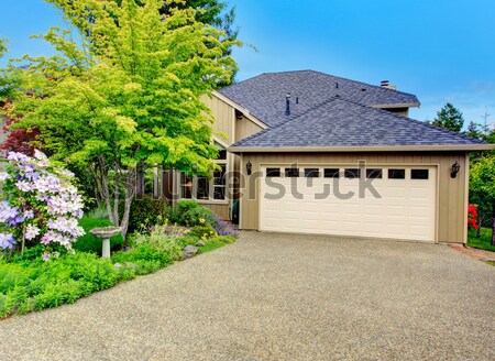 small blue house with garage and walkway. Stock photo © iriana88w