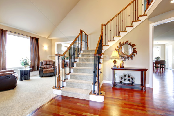 Beautiful staircase with wood and iron railings Stock photo © iriana88w