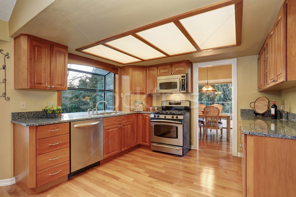 classic kitchen with hardwood floor and windows. Stock photo © iriana88w