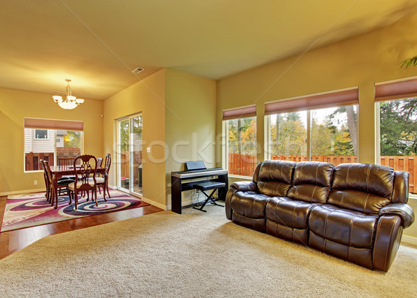 Cozy living room with carpet, and fireplace. Stock photo © iriana88w