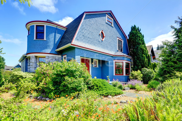 Blue house exterior with red trim Stock photo © iriana88w