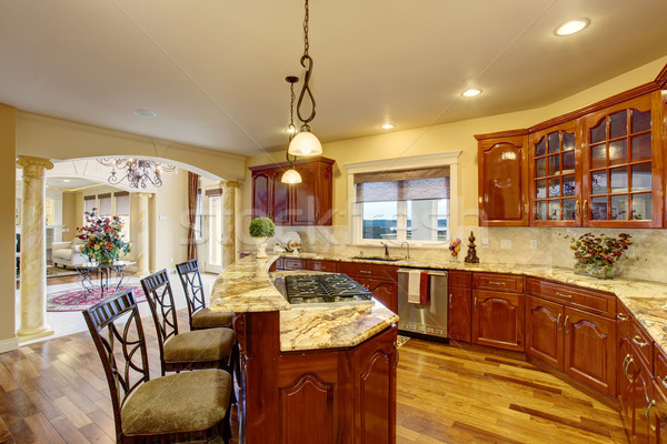 Large luxury kitchen with marble counters. Stock photo © iriana88w