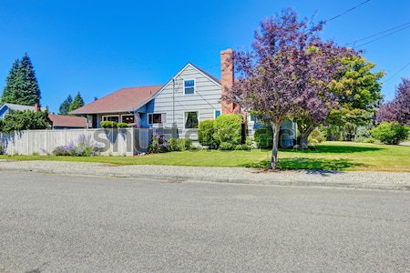 Large farm country house with gravel driveway and green landscape. Stock photo © iriana88w