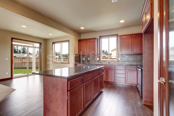 Traditional kitchen with dark hardwood floor. Stock photo © iriana88w