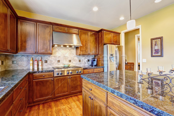 Luxury kitchen room with island Stock photo © iriana88w