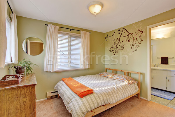 Bright bedroom with green walls. Stock photo © iriana88w