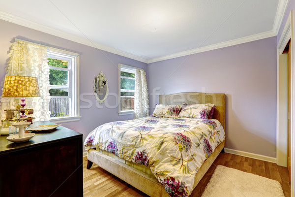 Bedroom in light lavender color Stock photo © iriana88w