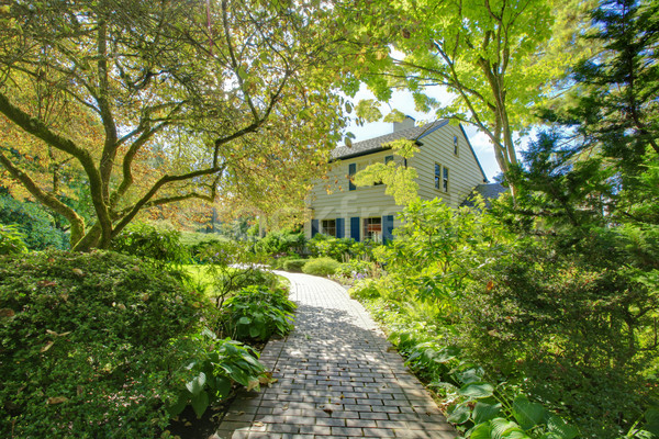 Large brown house exterior with green summer garden. Stock photo © iriana88w