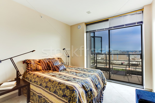 Hálószoba padló plafon ablak modern belső Stock fotó © iriana88w
