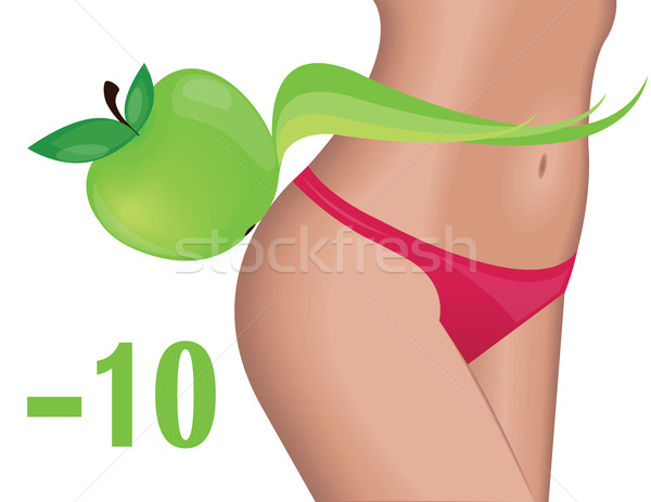 Apfel Ernährung groß grünen Körper Mädchen Stock foto © Irinavk