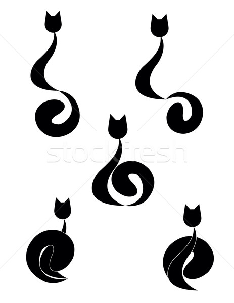 Graceful cats silhouettes black Stock photo © Irinavk