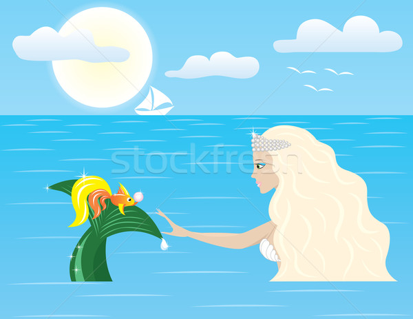 mermaid and goldfish Stock photo © Irinavk