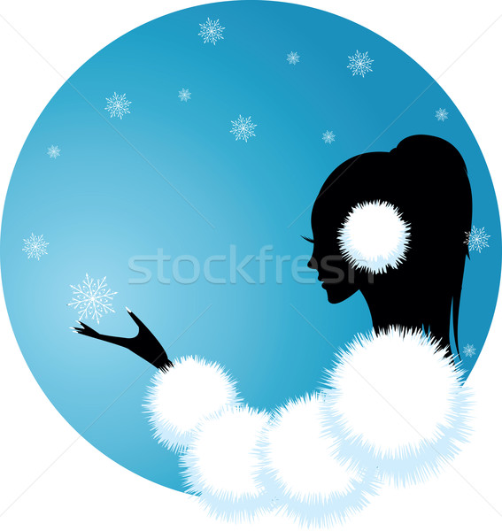 Mädchen Frau Schneeflocken Winter Design Hintergrund Stock foto © Irinavk