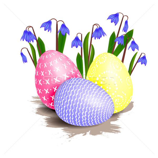 Paskalya çiçek yumurta birkaç parlak renkli yumurta Stok fotoğraf © Irinka_Spirid