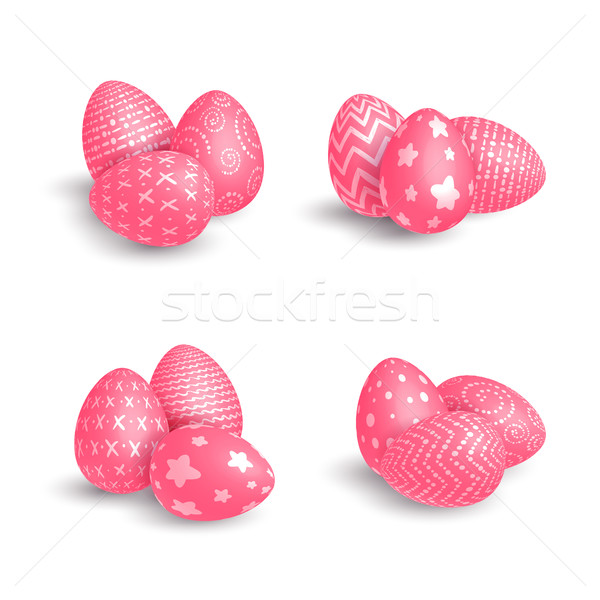 Foto stock: Rojo · huevos · establecer · diferente · huevos · de · Pascua · blanco