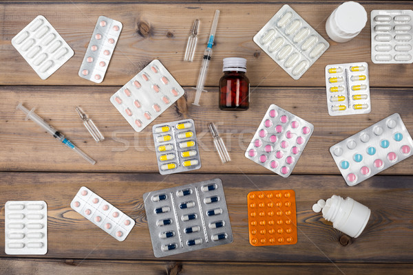 Setup from various pill bottles an blister pack Stock photo © ironstealth