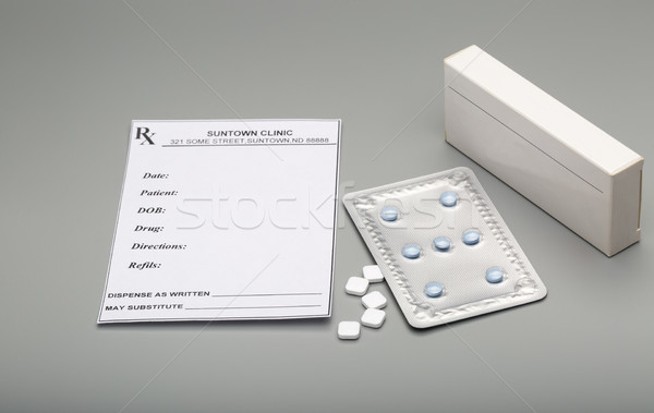 Prescription blank and blue pills blister pack Stock photo © ironstealth