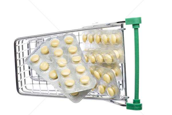 Sklep koszyka żółty pigułki zdrowia zakupy Zdjęcia stock © ironstealth