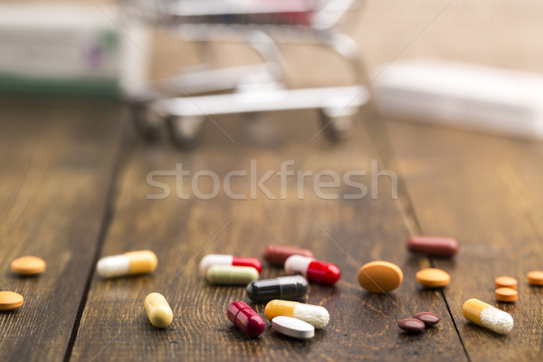 Set of colorful pills and capsules Stock photo © ironstealth