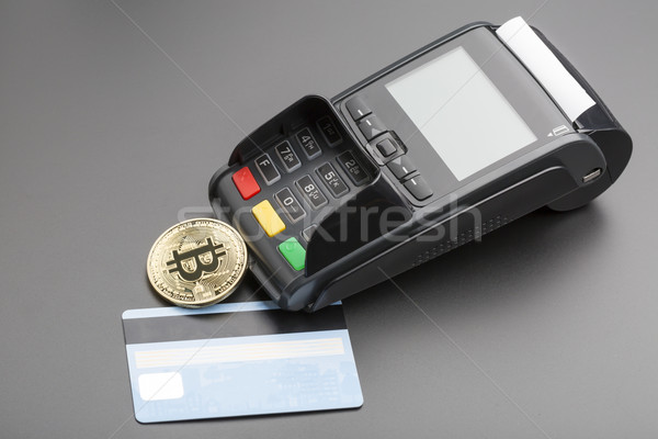 Bitcoin,credit card and POS-terminal.business concept Stock photo © ironstealth