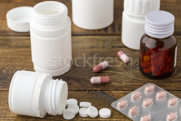 Various medical apothecary pill bottles Stock photo © ironstealth