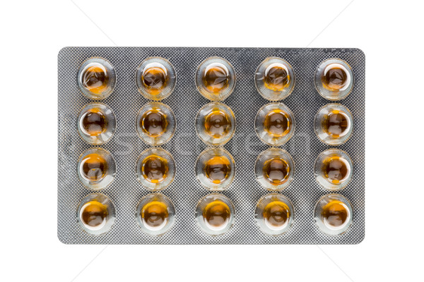 Halolaj hólyag csomag fehér tabletták izolált Stock fotó © ironstealth