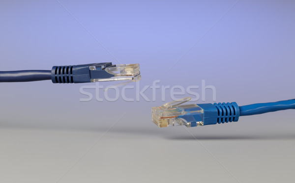 Close-up of optical patch cord lc and copper cable with plug rj45 Stock photo © ironstealth