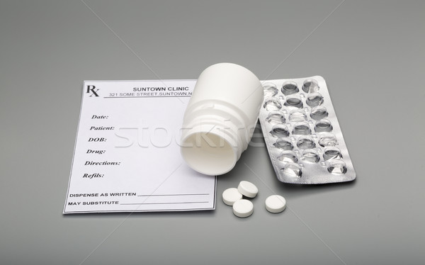 Prescription blank and open pill bottle Stock photo © ironstealth