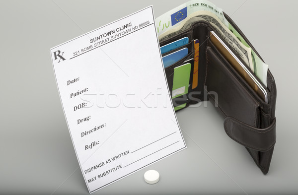 Stock foto: Kosten · Medizin · rx · Verschreibung · öffnen · Brieftasche
