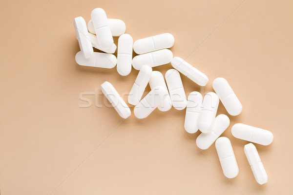 Foto stock: Branco · pílulas · bege · médico · cuidar